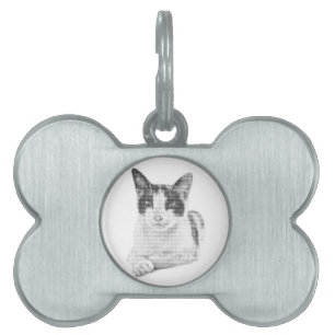 Halftone Cat Pet ID Tag