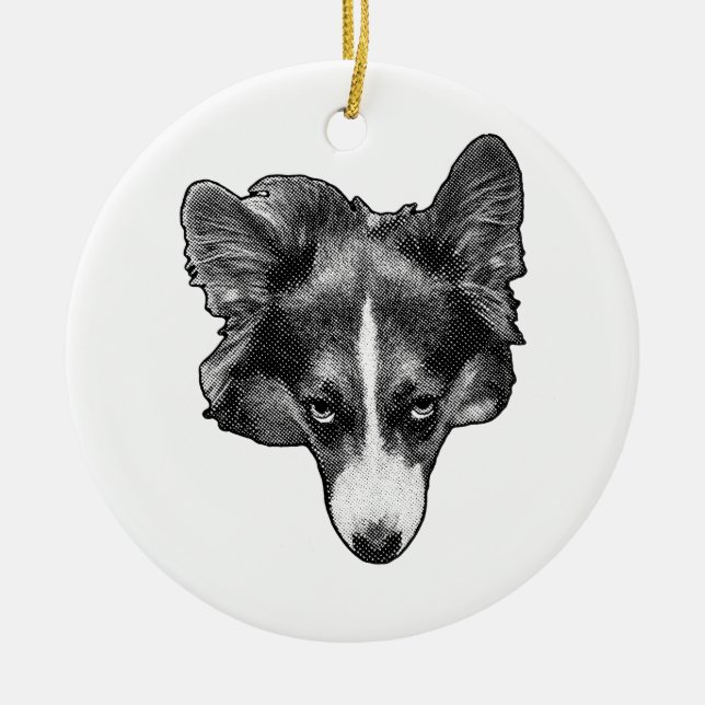 halftone cheer face ceramic tree decoration (Front)