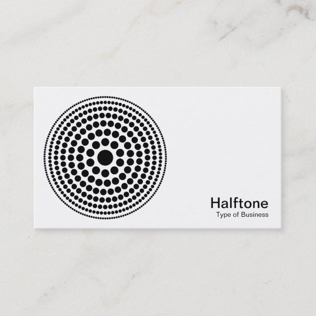 Halftone Circle 01 - Black and White Business Card (Front)