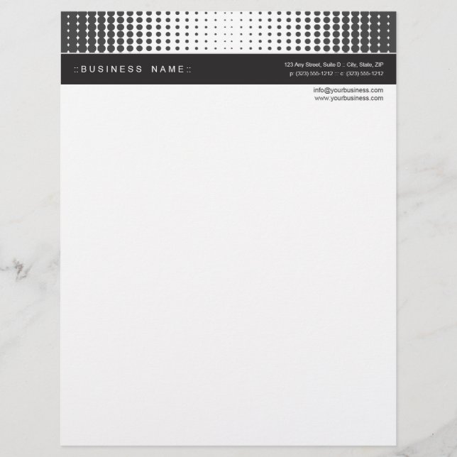 Halftone Dots Letterhead :: ebony (Front)