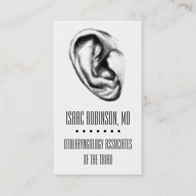 Halftone Ear Otolaryngologist Business Card (Front)