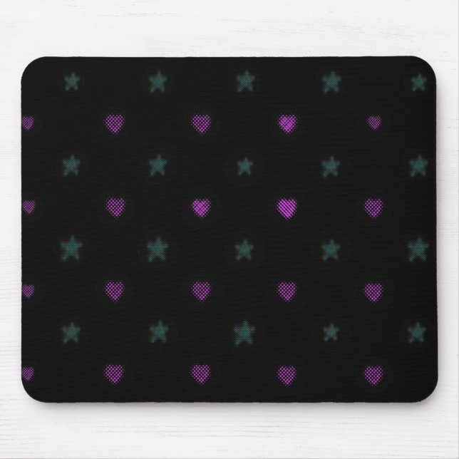 Halftone Hearts and Stars Mouse Mat (Front)
