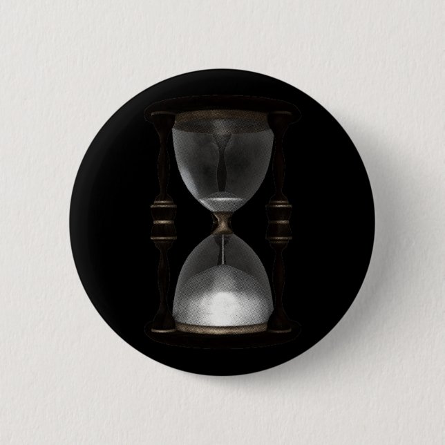 Halftone Hourglass Sand Timer 6 Cm Round Badge (Front)