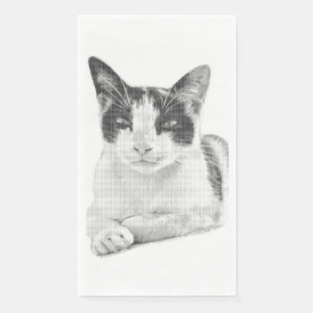 Halftone Kitty Portrait Napkin (Front)
