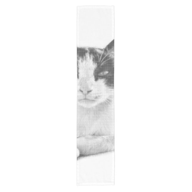 Halftone Kitty Portrait Short Table Runner (Front)