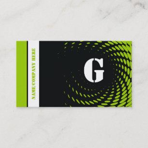 Halftone monogram black green business cards