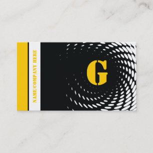 Halftone monogram black yellow business cards