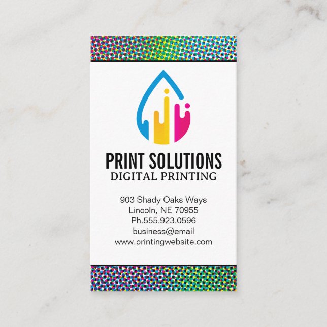 Halftone Pattern | Printing CMYK Ink Logo Business Card (Front)