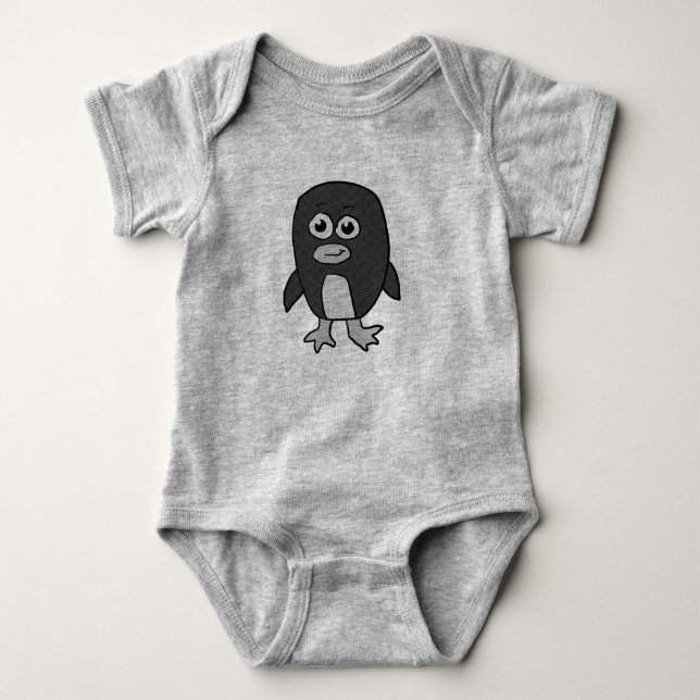 Halftone Penguin Baby Bodysuit (Front)