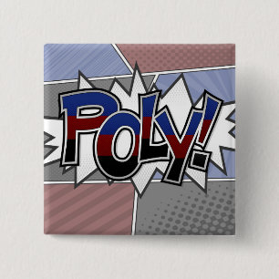 Halftone Poly Typography 15 Cm Square Badge