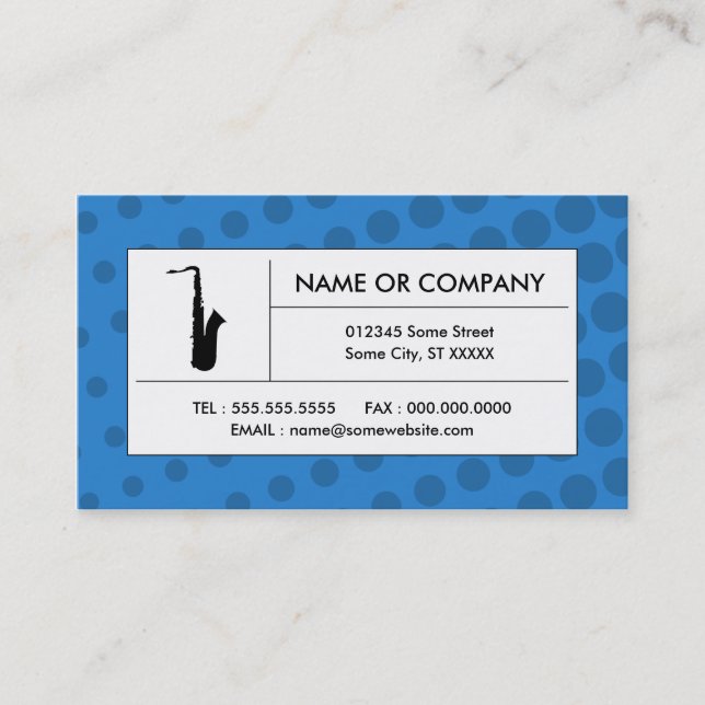 halftone saxophone business card (Front)