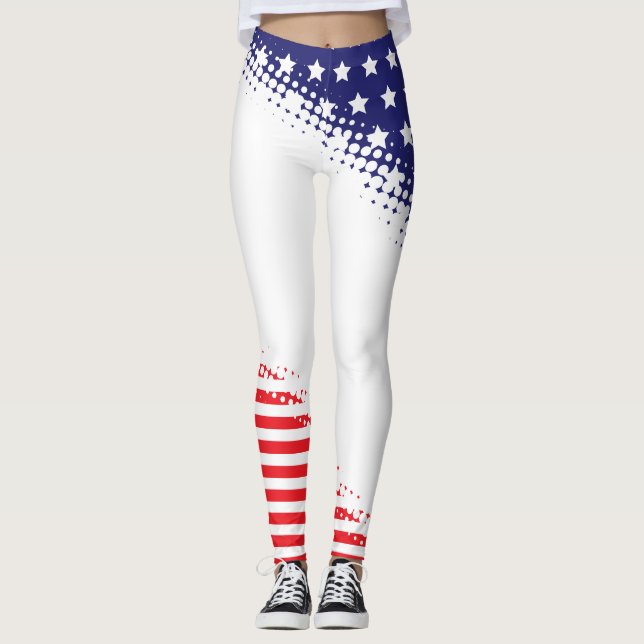 Halftone Stars and Stripes Leggings (Front)