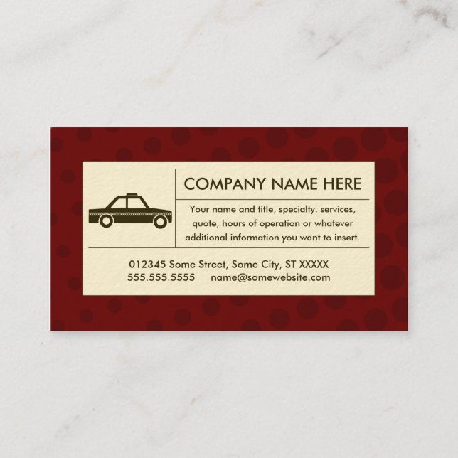 halftone taxi cab business card (Front)