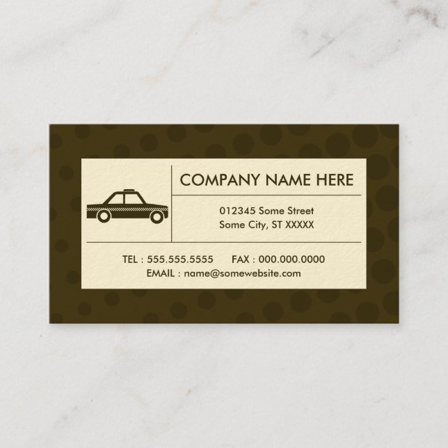 halftone taxi cab business card (Front)