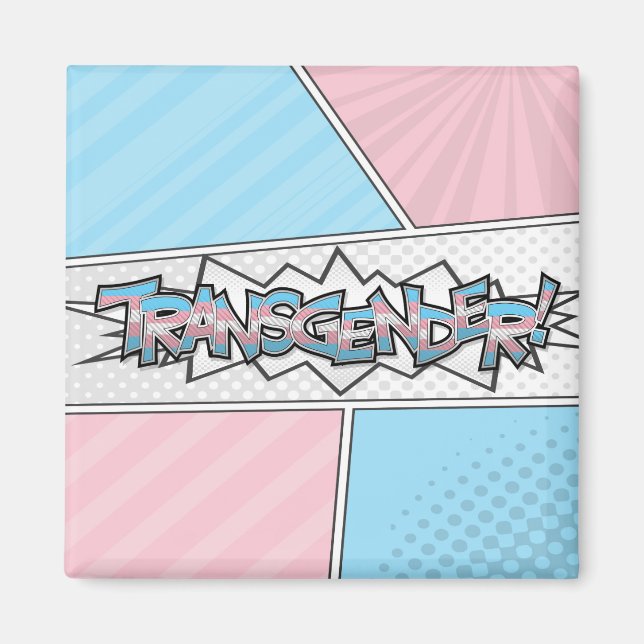 Halftone Transgender Pride Typography with Flag Magnet