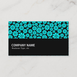 Halfway - 8 Petals - Cyan on Black Business Card
