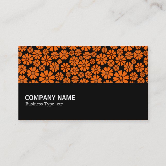 Halfway - 8 Petals - Orange on Black Business Card (Front)