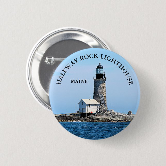 Halfway Rock Lighthouse, Maine Round Button (Front & Back)