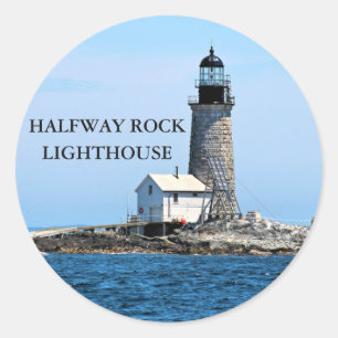 Halfway Rock Lighthouse, Maine Round Stickers