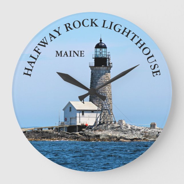Halfway Rock Lighthouse, Maine Round Wall Clock (Front)