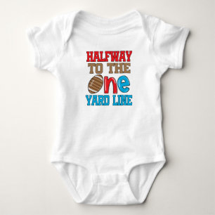 Halfway To One Yard Line, Half Birthday 6 Month Baby Bodysuit