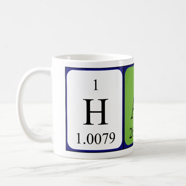 Hali periodic table name mug (Left)