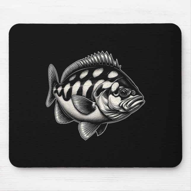 Halibut Fish Graphic Fishing Art Design  Mouse Mat (Front)