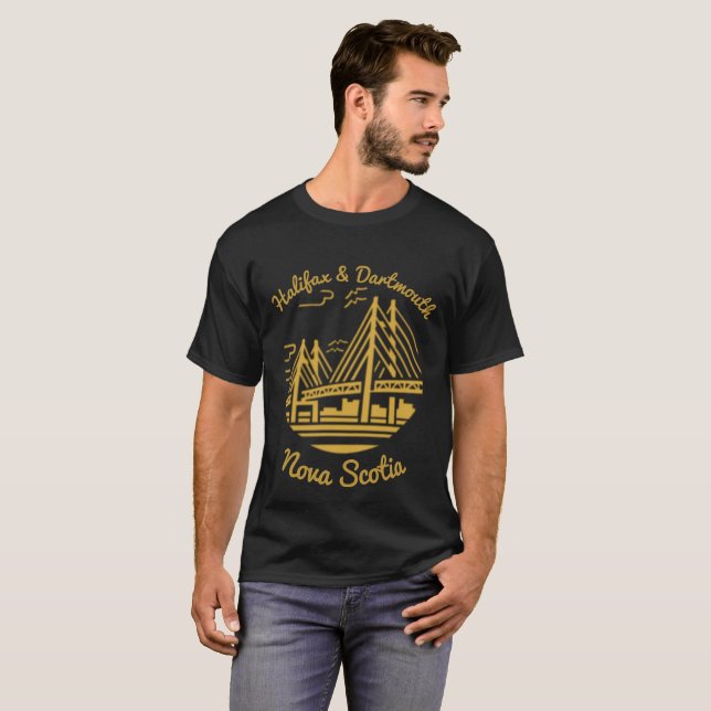  Halifax and Dartmouth Nova Scotia T-shirt gold (Front Full)