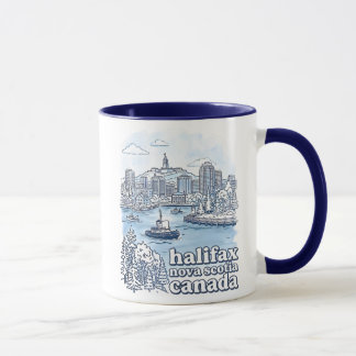 Halifax Canada Simple Blue Skyline Cute Cityscape Mug