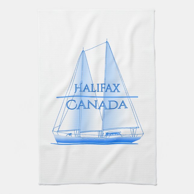 Halifax Coastal Nautical Sailing Sailor Tea Towel (Vertical)
