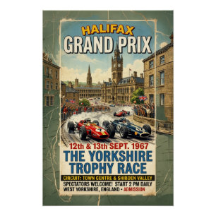 Halifax Grand Prix 1967 Yorkshire Trophy Race Poster