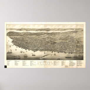 Halifax Nova Scotia 1879 Antique Panoramic Map Poster