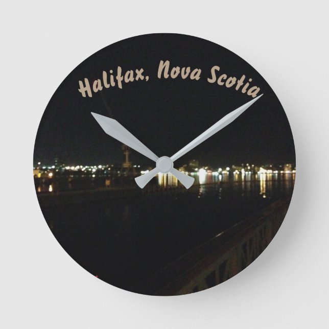 Halifax, Nova Scotia Night Round Clock (Front)