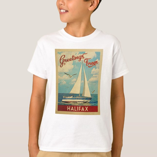 Halifax Sailboat Vintage Travel Canada T-Shirt (Front)
