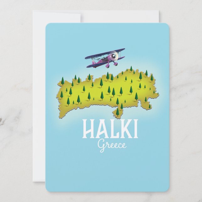 Halki Greece Map Illustrated travel poster (Front)