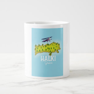 Halki Greece Map Illustrated travel poster Large Coffee Mug