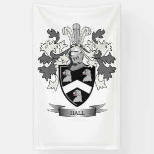 Hall Family Crest Coat of Arms Banner