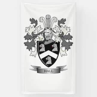 Hall Family Crest Coat of Arms Banner