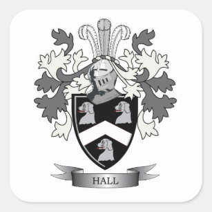 Hall Family Crest Coat of Arms Square Sticker