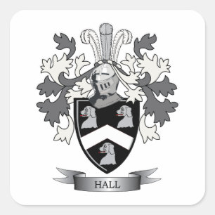 Hall Family Crest Coat of Arms Square Sticker