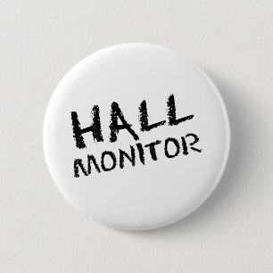 Hall Monitor Black 6 Cm Round Badge