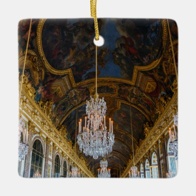 Hall of Mirrors in the Chateau de Versailles Ceramic Ornament (Front)