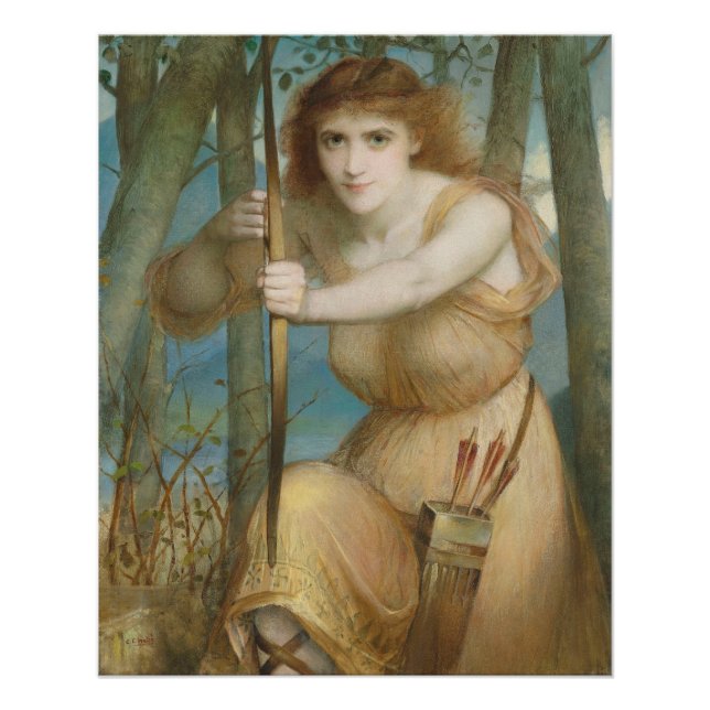 Hallé Female archer hunting in the woods CC1175 Poster (Front)