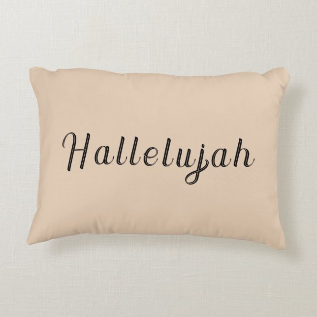 Hallelujah Blessed Minimal Cream  Decorative Cushion (Back)