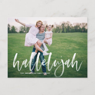 Hallelujah Brush Lettering Photo Overlay Christmas Postcard