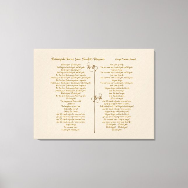 Hallelujah Chorus  Handel's Messiah brown text Canvas Print (Front)