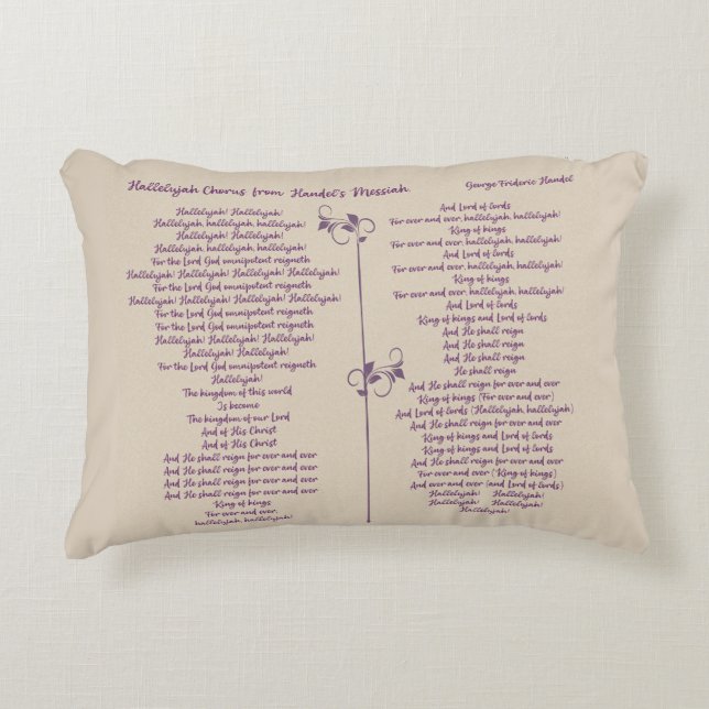 Hallelujah Chorus  Handel's Messiah purple text Decorative Cushion (Front)