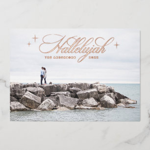 Hallelujah. Elegant gold Religious Christmas Foil Holiday Card