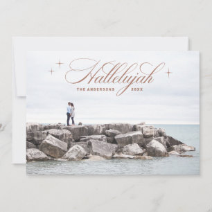 Hallelujah. Elegant script. Religious Christmas Holiday Card