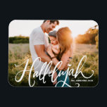 Hallelujah Modern Calligraphy Christmas Photo Magnet<br><div class="desc">Hallelujah! Bring a touch of holiday cheer to your home with our Customisable Photo Christmas Magnet! Perfect for displaying cherished memories, this magnet allows you to personalise it with your favourite festive photo, making it a unique addition to your holiday decor. An ideal gift for family and friends—create memorable keepsakes...</div>